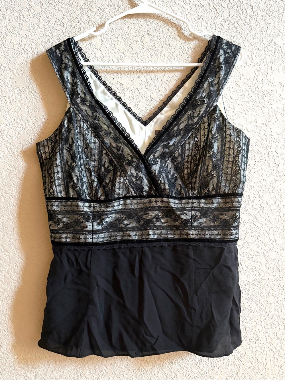 Ann Taylor Top 14 Black Lace Silk Goth Vintage Y2K Whimsygoth Fairy Babydoll